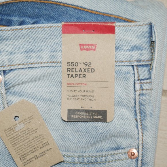 Levis 550 Relaxed Fit Men's Tapered Leg Jeans Size 38x34 Light Wash Paint Denim - Picture 8 of 10